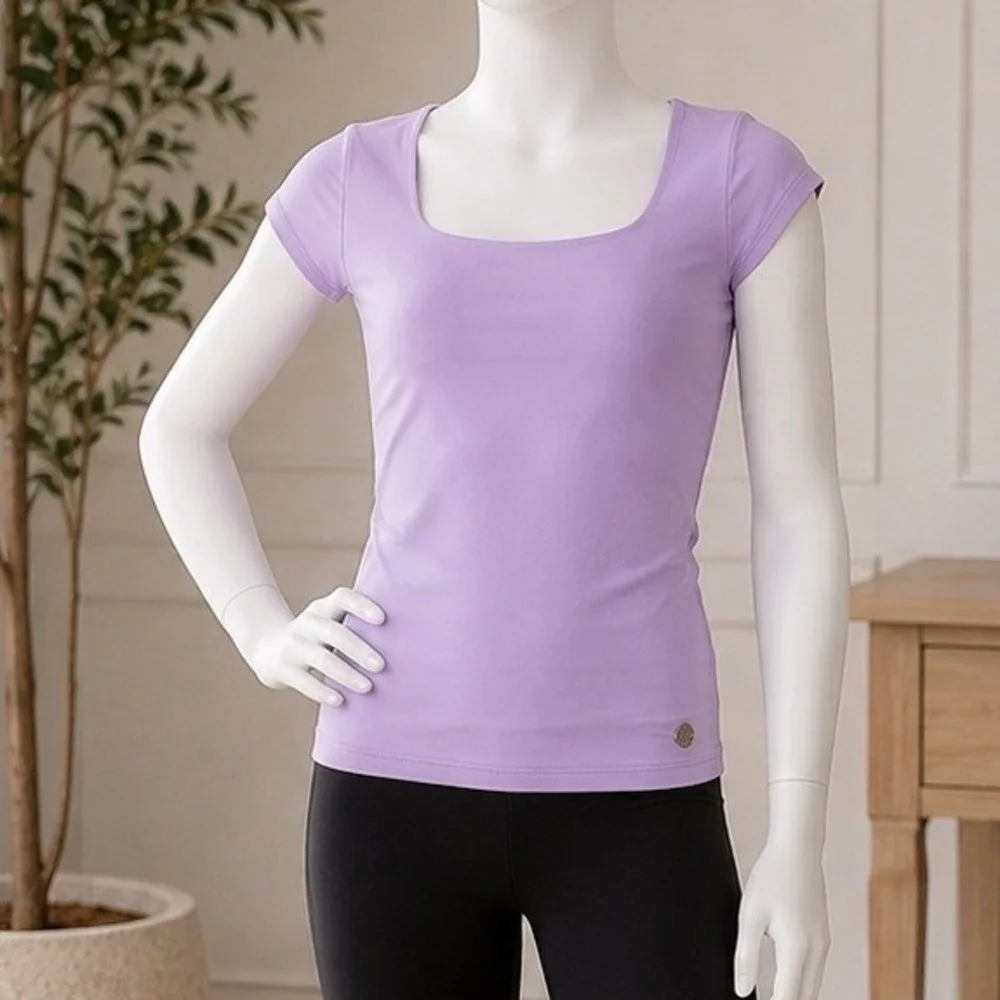 Justice Girls Cap Sleeve Seamless Top Square Neck Lavender Purple XL Plus 16P